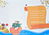 5 Boy Birthday - Pirate Ship With Orange Flag