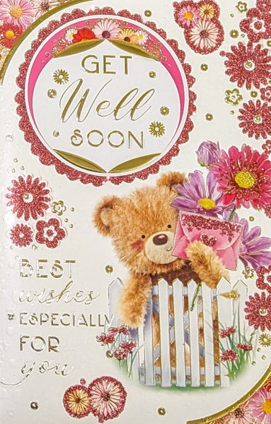 Get Well Soon - Cute Flowers & Envelope