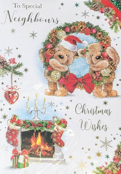 Neighbours Christmas - Cute Bears Playing In Snow