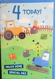 4 Boy Birthday - Yellow Tractor