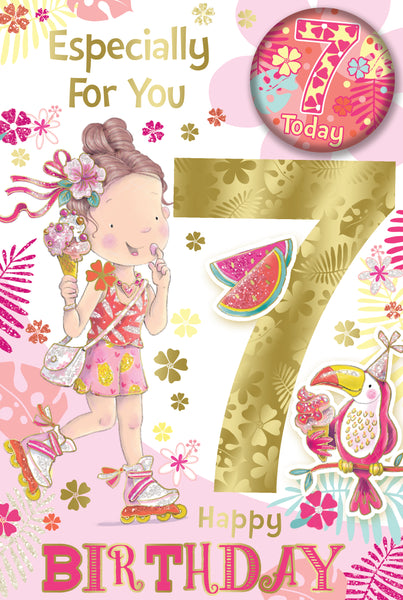 7 Girl Birthday - Badged