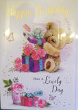 Open Female Birthday - Cute Bear and box