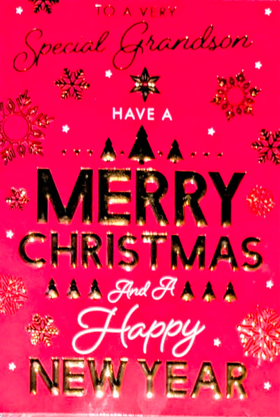 Grandson Christmas - Traditional Red Merry