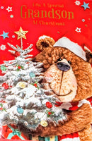 Grandson Christmas - Cute Bear With Tree
