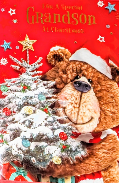 Grandson Christmas - Cute Bear With Tree