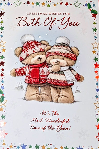 To Both Of You Christmas - Cute Bears In Hats & Jumpers