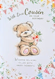 Cousin Birthday - Cute Bear With Flowers