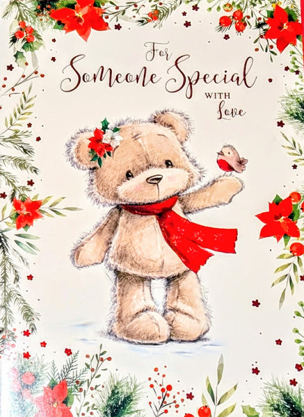 Someone Special Christmas - Large Cute Bear With Robin