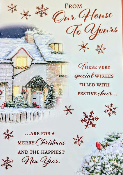 From Our House To Your House Christmas - Traditional House On Left