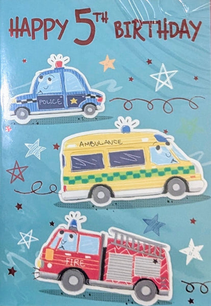5 Boy Birthday - Cars Blue