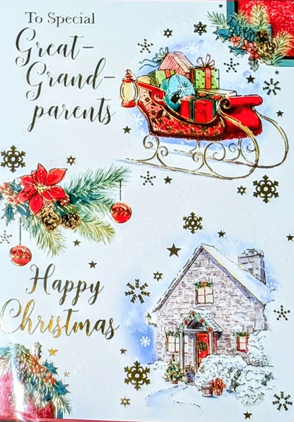 Great Grandparents Christmas - Traditional House & Sleigh