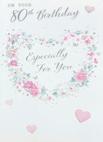 80 Birthday Female - Traditional Flower Heart