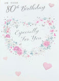 80 Birthday Female - Traditional Flower Heart