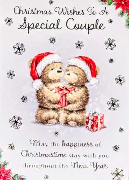 Special Couple Christmas - Cute Bears In Hats Christmas Wishes