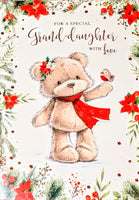 Granddaughter Christmas - Large Cute Bear With Robin
