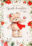 Granddaughter Christmas - Large Cute Bear With Robin