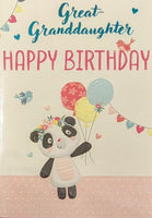 Great Granddaughter Birthday - Cute Panda Pink