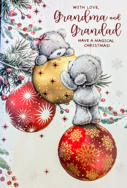 Grandma & Grandad Christmas - Cute Bears On Baubles