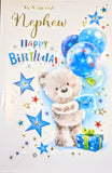 Nephew Birthday - Cute Grey Bear & Balloons