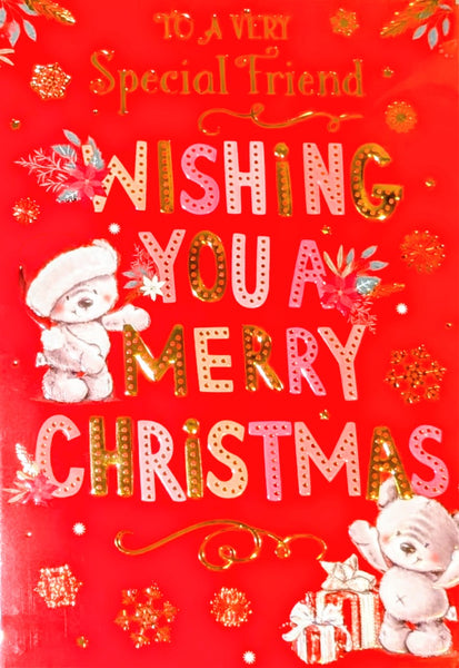 Friend Christmas - Cute Bears Red Merry