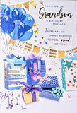 Grandson Birthday - Balloons & Gift Boxes Words