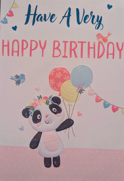 Open Female Birthday - Cute Panda Pink