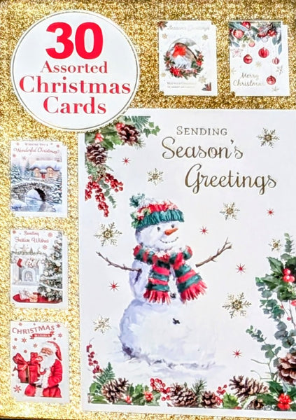 Box Of 30 Christmas Cards - Traditional