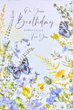 Open Female Birthday - Traditional Lilac & Yellow Flowers