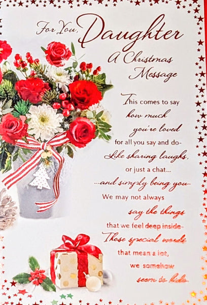 Daughter Christmas - Traditional Flowers Words