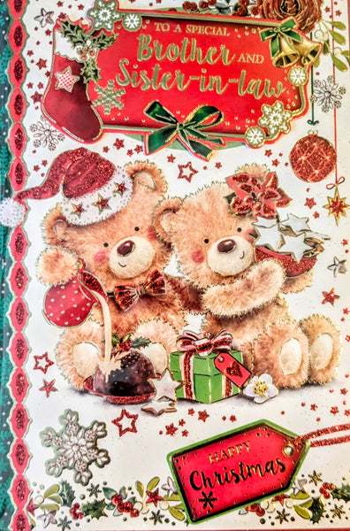 Brother & Sister In Law Christmas - Cute Bears With Gifts
