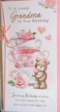 Grandma Birthday - Slim Cute Bear With Teacups