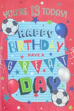 13 Boy Birthday - Football Red