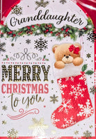 Granddaughter Christmas - Cute Bear In Stocking