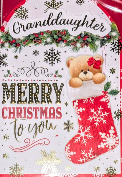 Granddaughter Christmas - Cute Bear In Stocking