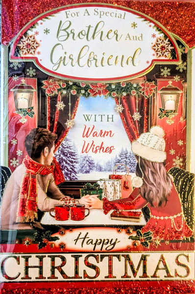 Brother & Girlfriend Christmas - Traditional Couple In Window