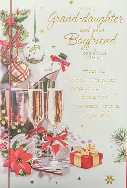 Granddaughter & Boyfriend Christmas - Traditional Champagne Words