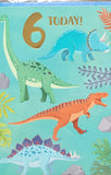 6 Boy Birthday - Orange Dinosaur