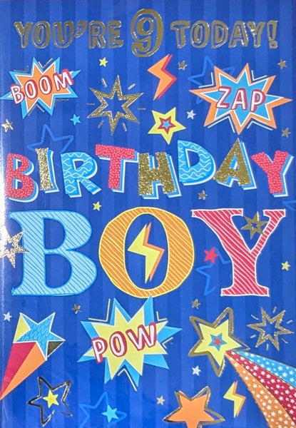 9 Boy Birthday - Blue Stars