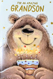 Grandson Birthday - Cute Bear With Cake