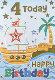 4 Boy Birthday - Pirate Ship With White Flag