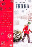 Friend Christmas - Traditional Man Pulling Tree