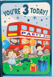 3 Boy Birthday - Red Bus