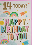 14 Girl Birthday - Rainbow Happy