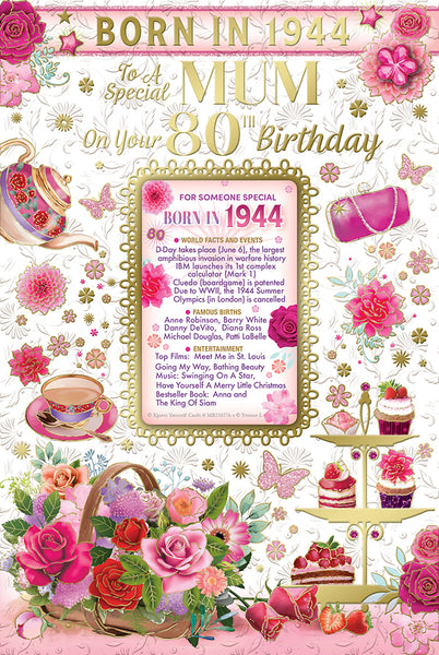 Mum 80 Birthday - Born In 1944 Keepsake