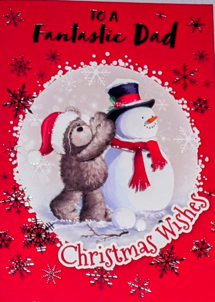 Dad Christmas - Cute Bear & Snowman