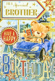 Brother Birthday - Cute Bear In Blue Car