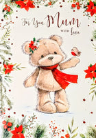 Mum Christmas - Large Cute Bear With Robin