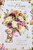 Mum Birthday - Cute Bear With Bouquet