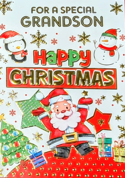 Grandson Christmas - Santa & Stars