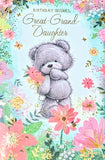 Great Granddaughter Birthday - Cute Grey Bear & Flowers